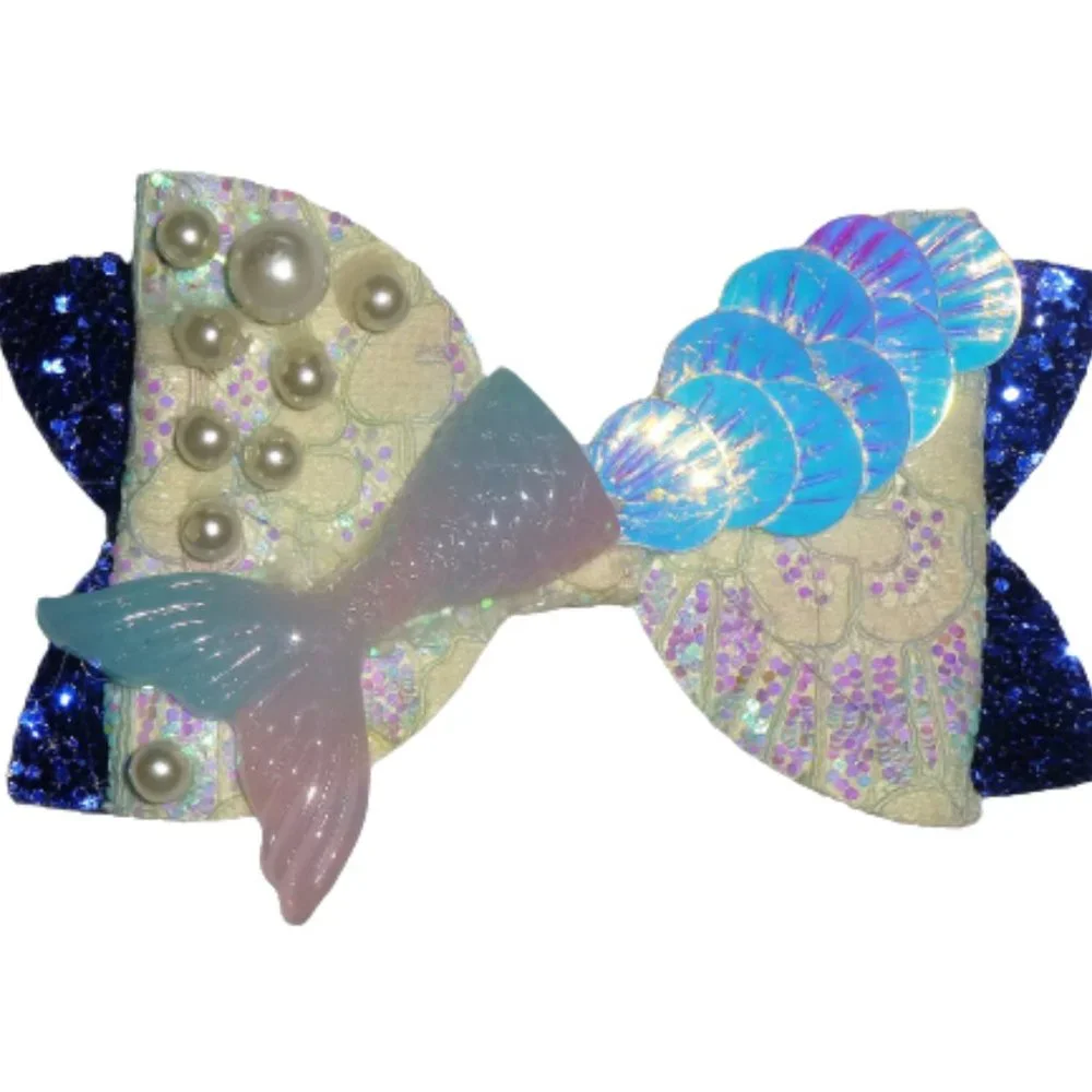 Mermaid Girls 3.5-Inch Hair Bow Clip